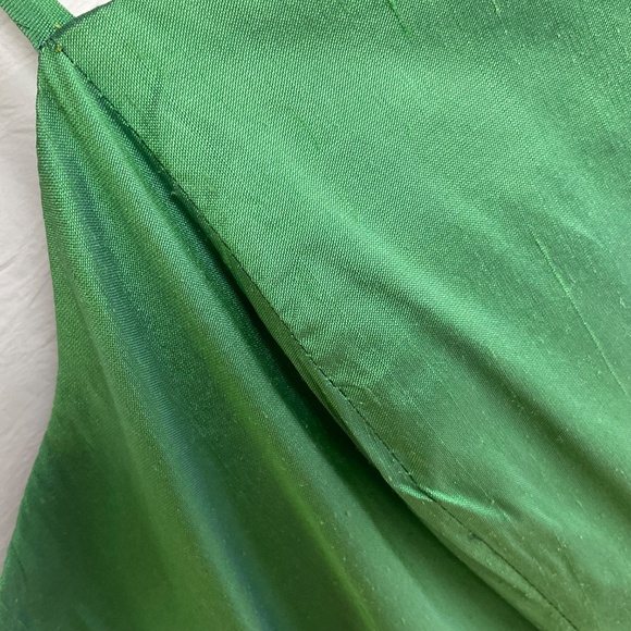 Custom Made Silk Occasion Dress, Green Silk Fully Lined w/ Crinoline @ Hemline M - Picture 6 of 16